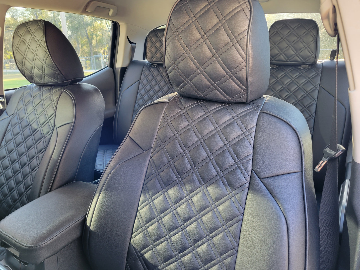 Model 3 Leather Diamond Quilted Seat Protector Covers Front and Rear Seats